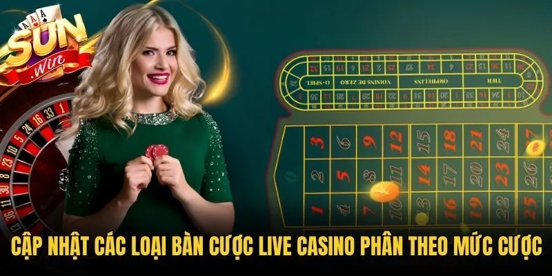 Cập nhật các loại bàn cược Live Casino phân theo mức cược